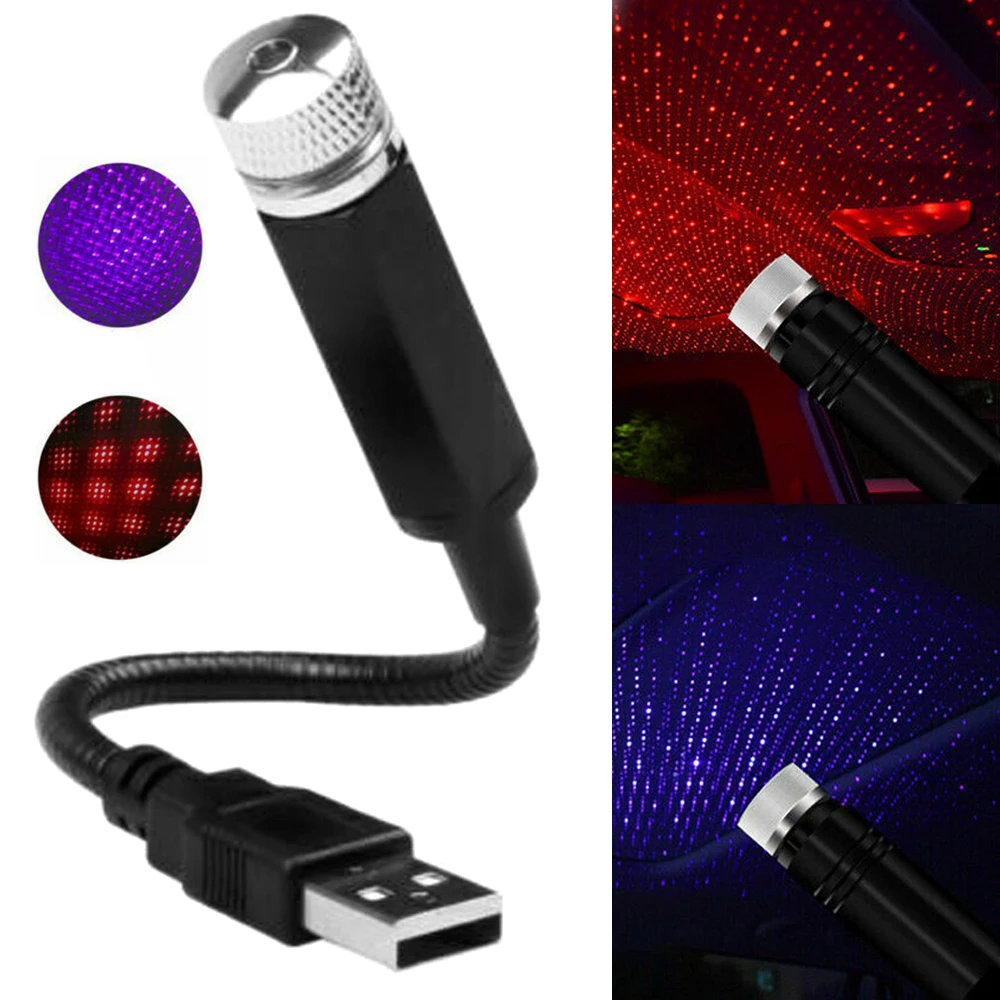 

USB LED Car Interior Roof Atmosphere Star Night Light Lamp Projector Home Decors