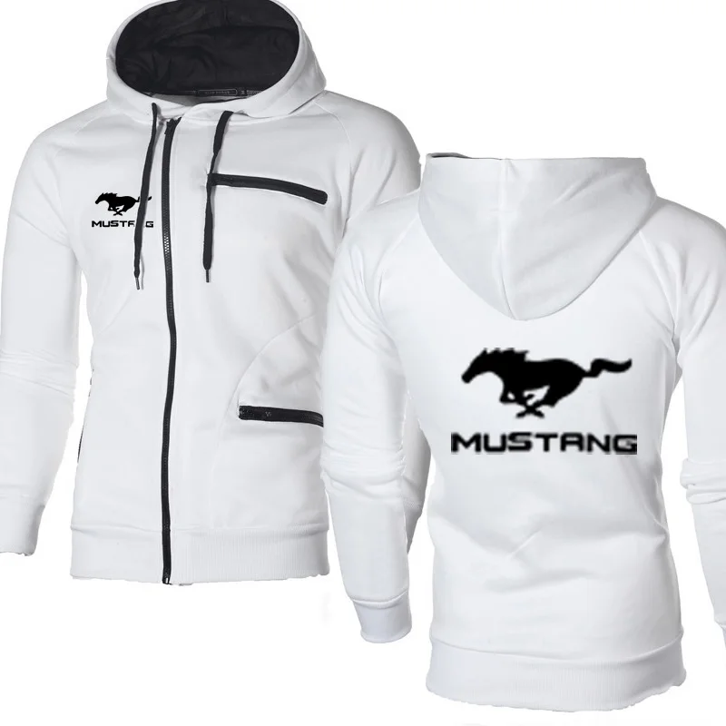Толстовка мужская с капюшоном и логотипом машины Mustang модная флисовая хлопковая