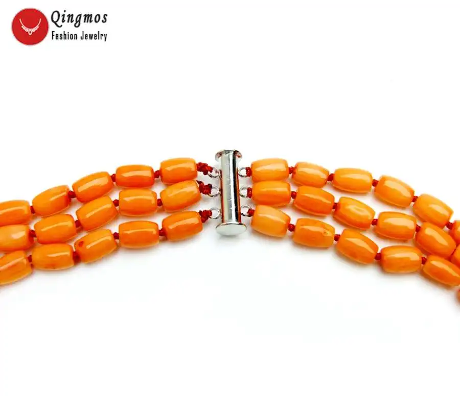 Женское Ожерелье Qingmos из натурального оранжевого коралла с толстыми кусочками 6*9
