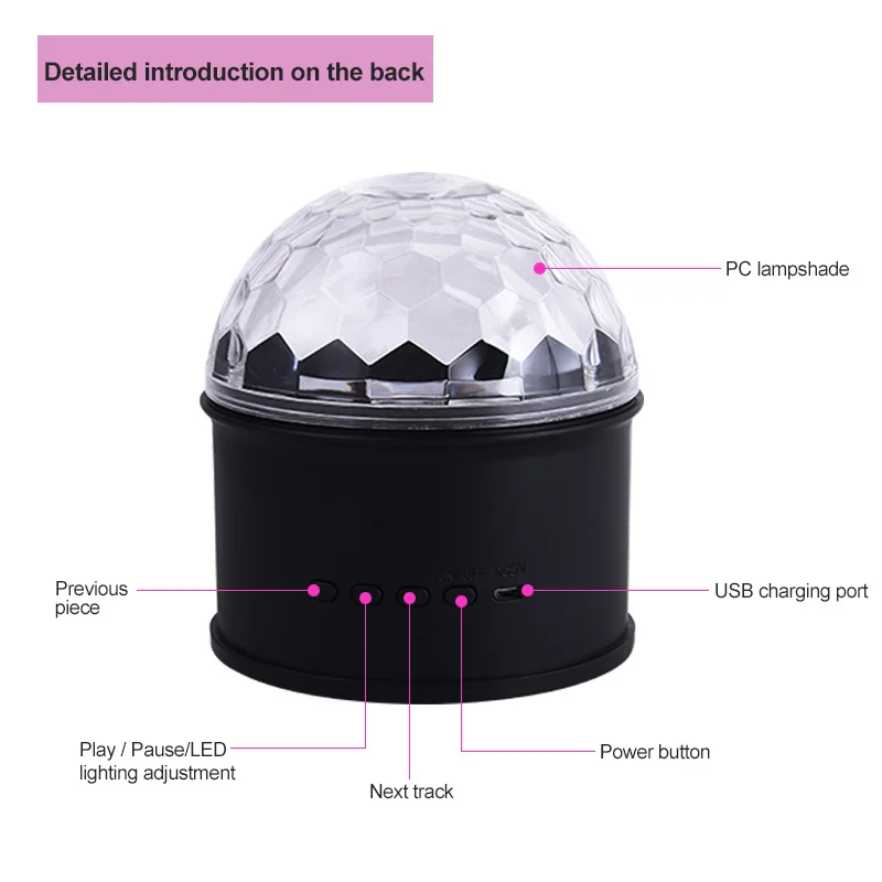 

Bluetooth Rechargeable Music Light Smart Colorful Crystal Magic Ball LED Stage Light Light Effect Lamp Indoor Lighting
