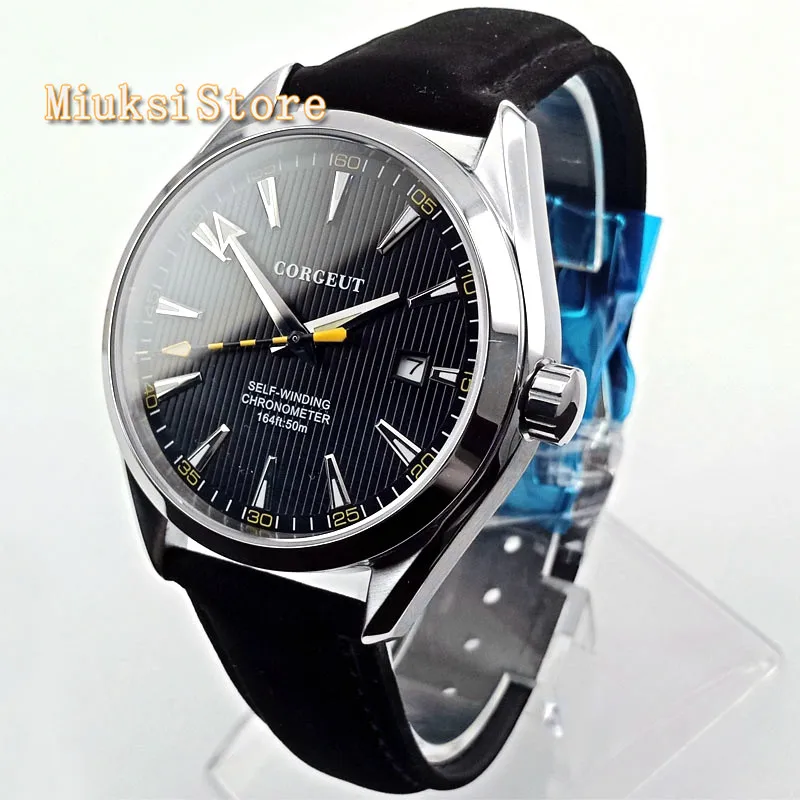 Мужские лучшие брендовые Corgeut 41 мм сапфировые механические часы со стразами