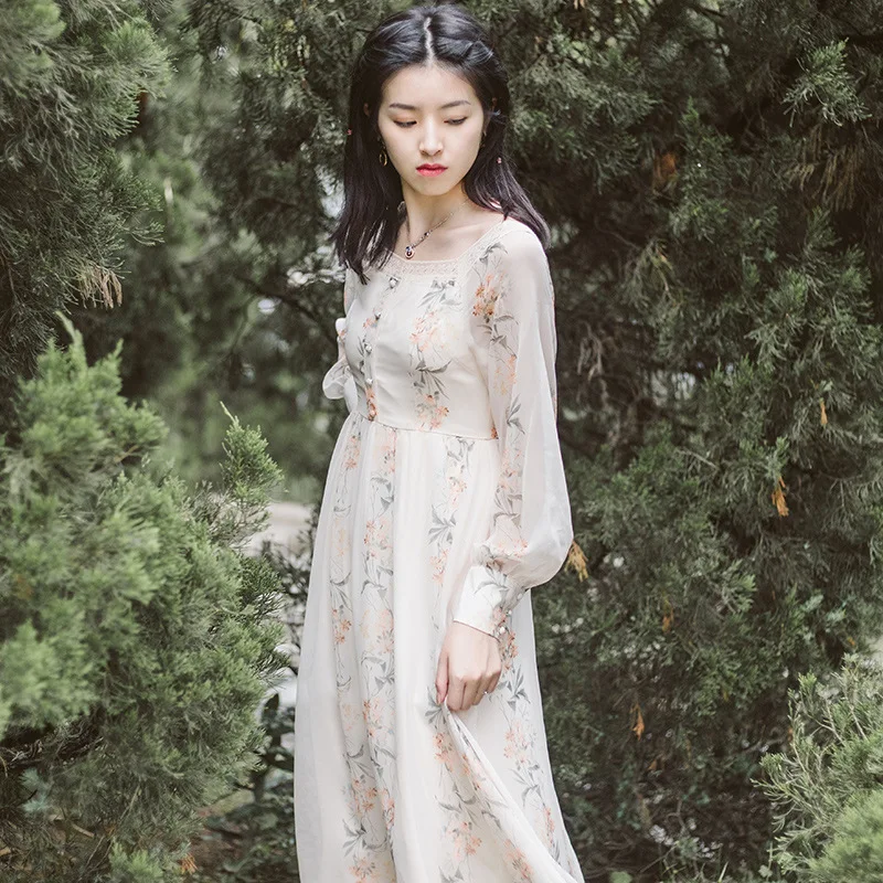 2019 Новая модная женская одежда винтажное платье с принтом зимнее |