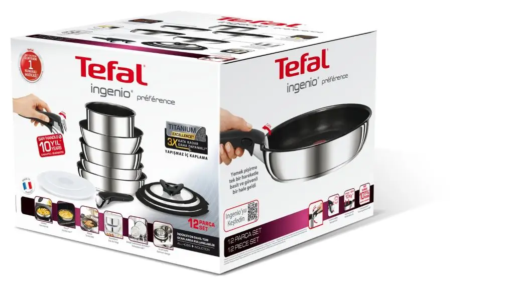 

Tefal Ingenio Titanium Pots and Pans Set, 3x Durable, 12-Piece, Induction