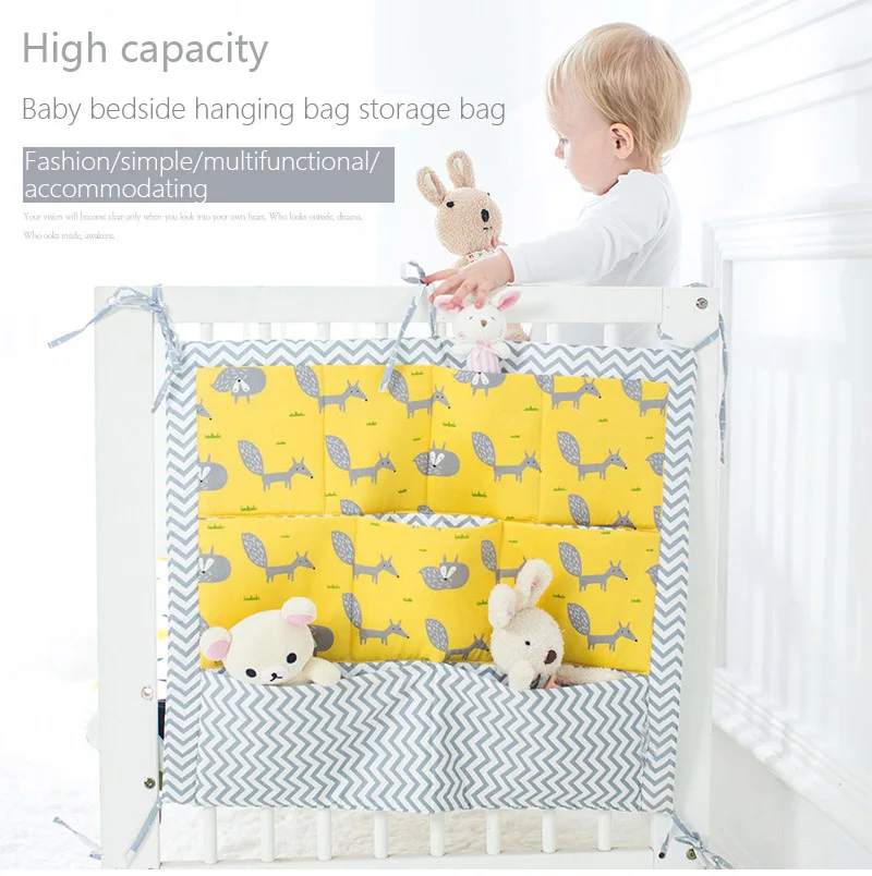 Newborn Baby Cot Bed Hanging Storage Bag Infant Crib Large Capacity Diaper Pocket Organizer Essential Bedding Set Nursing Bag