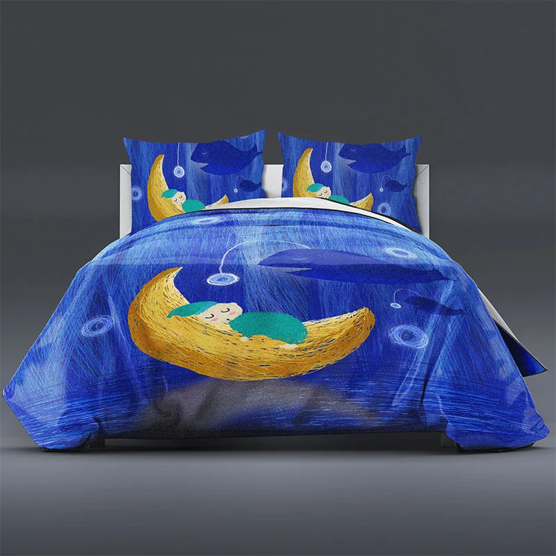 

moon kids bedding set 3d blue comforter bedding sets balloons duvet cover set bed linen queen king size bedding set luxury beds
