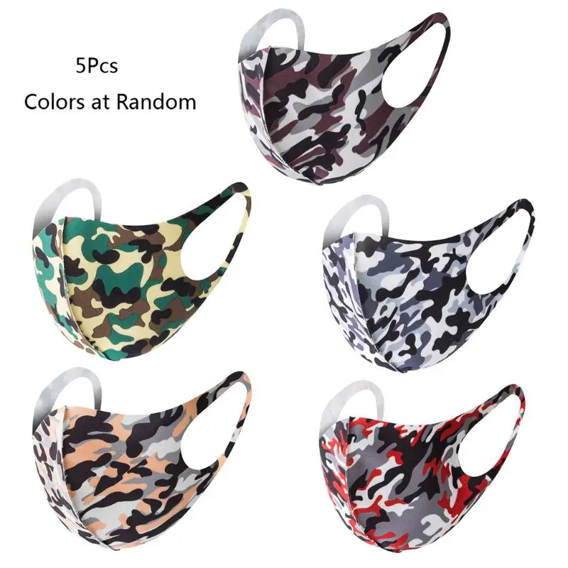 Моющиеся Многоразовые маски для лица 5 шт. камуфляжная мягкая маска из губки от