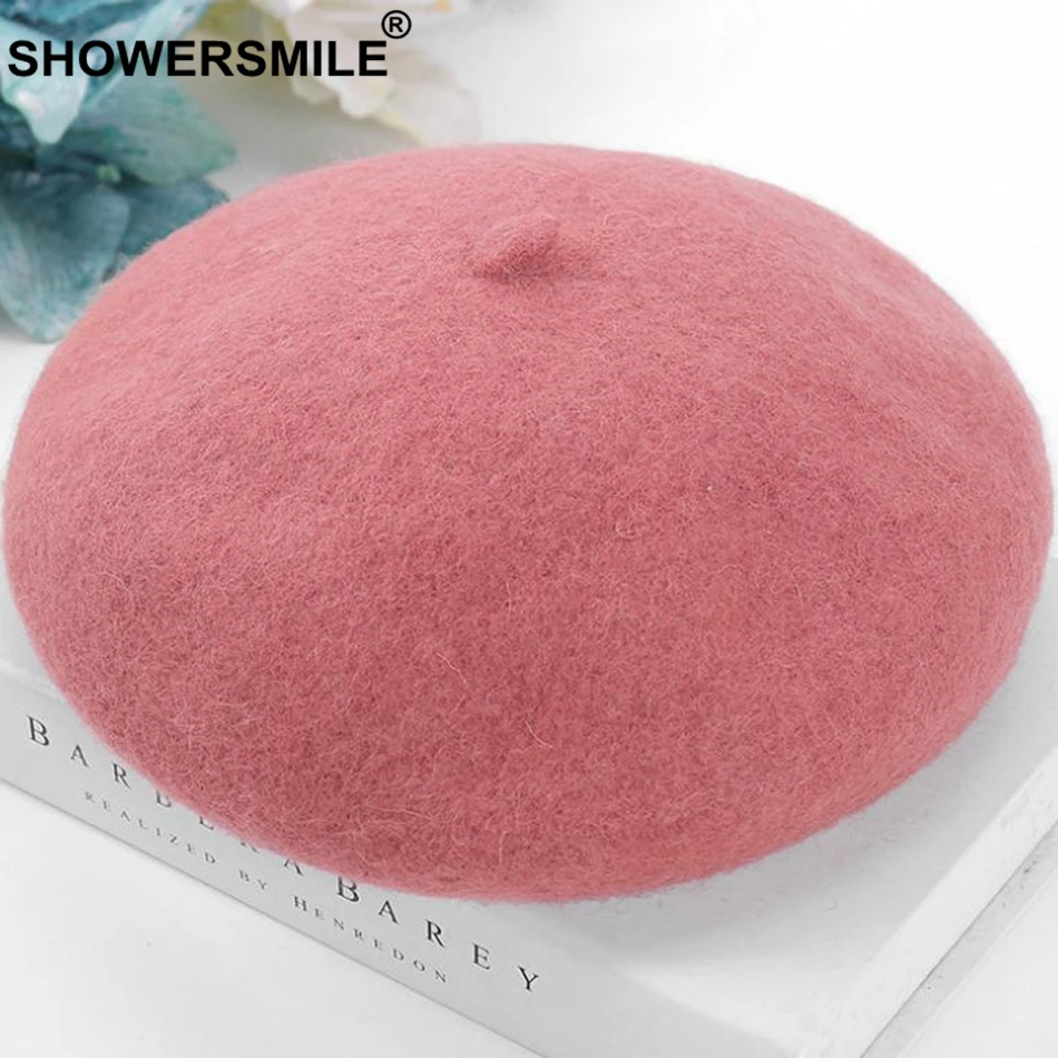 SHOWERSMILE женские теплые береты желтые шерстяные французские головные уборы