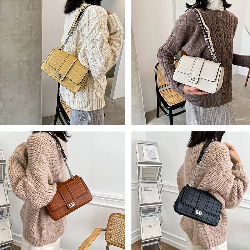 

2020 fashion and elegant ladies square messenger bag new PU leather designer handbag travel fashion chic messenger shoulder bag