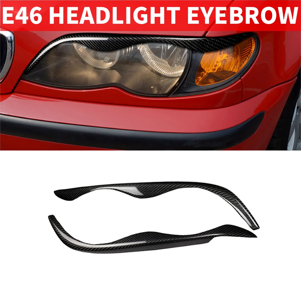 

2PCS Car Styling Real Carbon Fiber Headlight Eyebrow Eyelids For BMW E46 323i 328i 325i 330i Trim Cover Sticker 1999-2004 Parts