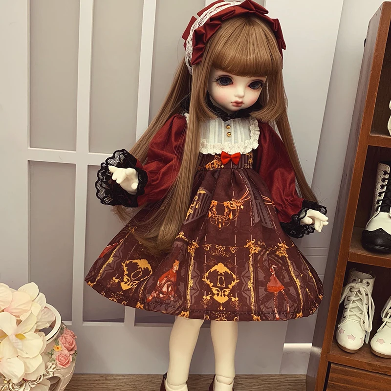 BJD одежда 1/6 1/4 Кукла платье с пузырчатыми рукавами для 1/6 1/4 BJD 1/6 Blyth кукла аксессуары BJD платье+ украшение для волос