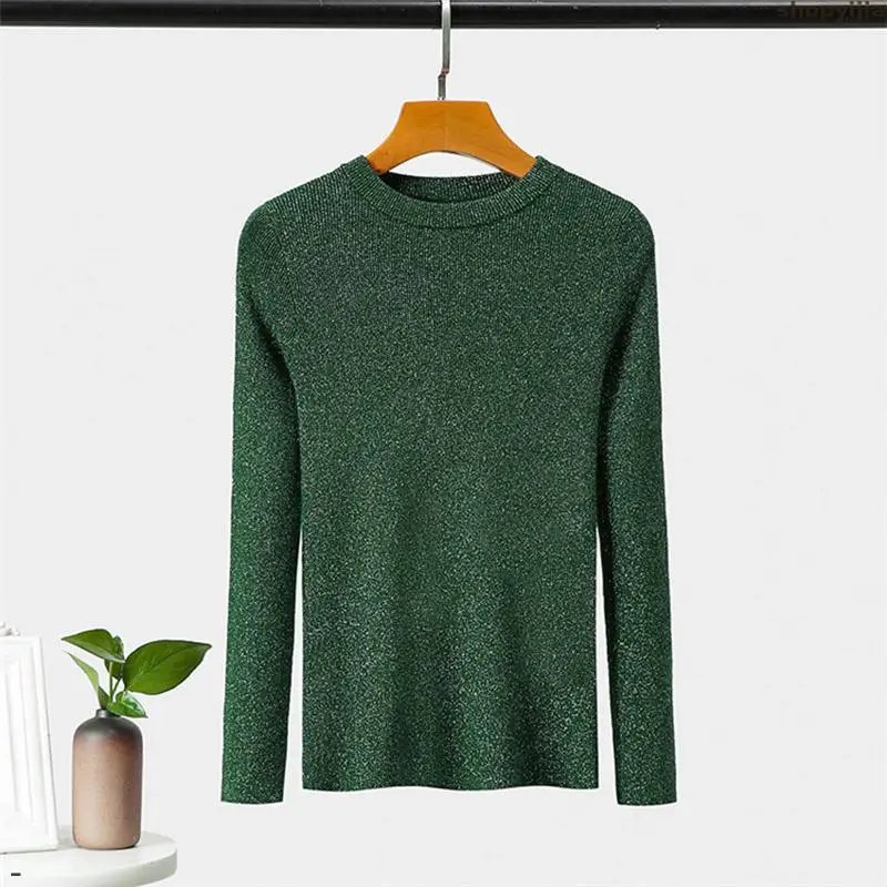 Новые продукты зима осень женский корейский трикотажный топ Блестящий пуловер