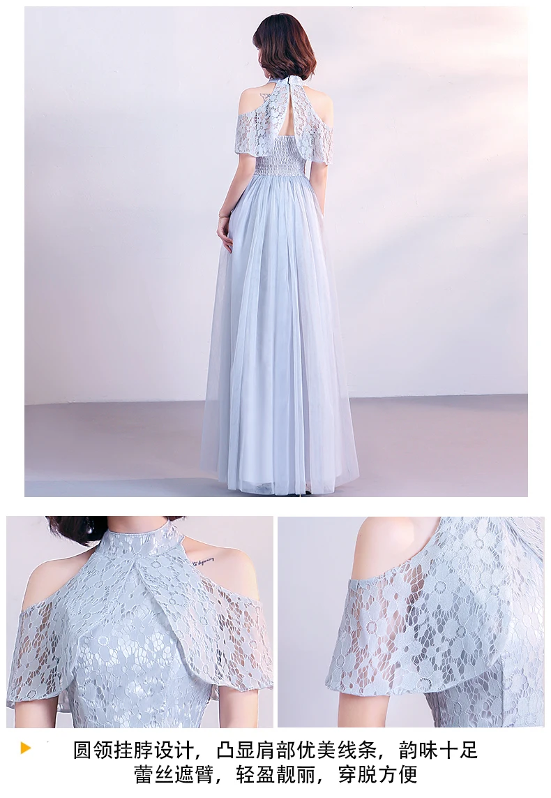 Серый плюс размер элегантное платье подружки невесты длинное для свадебной