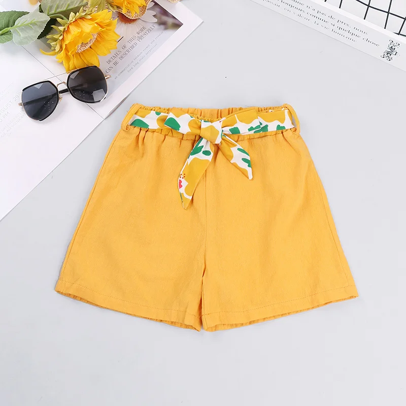 

2-6Years Children Girls Cotton T-shirt and Shorts Outfits,Baby Girls Summer Flower Short Sleeve Tops and Solid Color Short Pants
