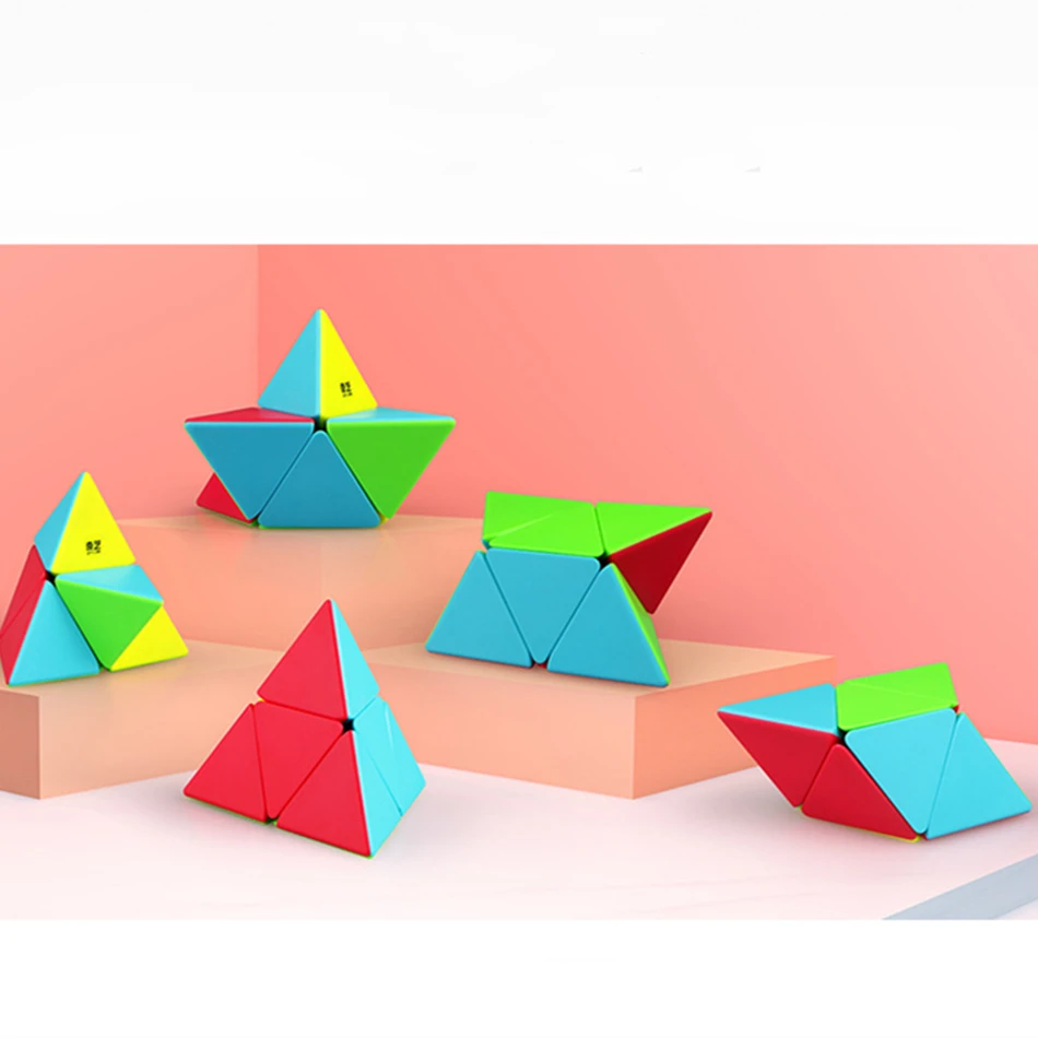 

QiYi Пирамида 2x2 кубик рубик магический куб без наклеек странная форма Детская развивающая игрушка для взрослых скоростной Гладкий профессио...