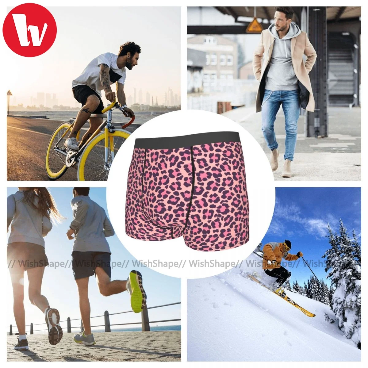 

Leopard Underwear Stretch Trenky Customs Trunk Polyester Sublimation Boy Boxer Brief