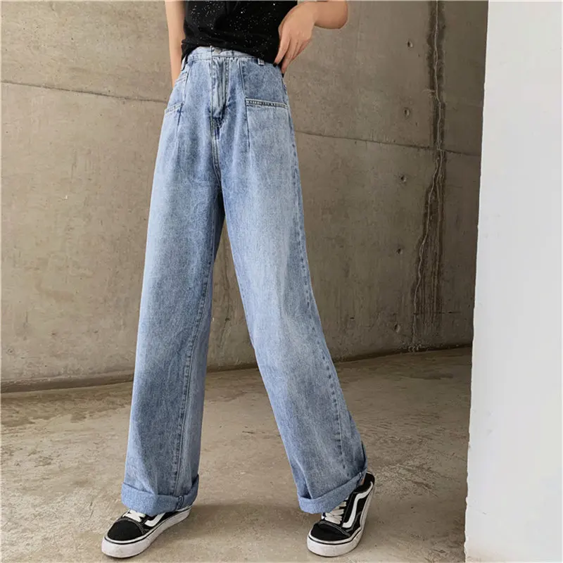 

HziriP 2019 New Arrival Summer Slender Female Loose Women Jeans All Match Denim Full Length High Waist Casual Wide Leg Trousers