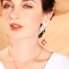 Женские этнические серьги ручной работы, ожерелье и сережки в виде цветка подарок на свидание, ювелирные изделия