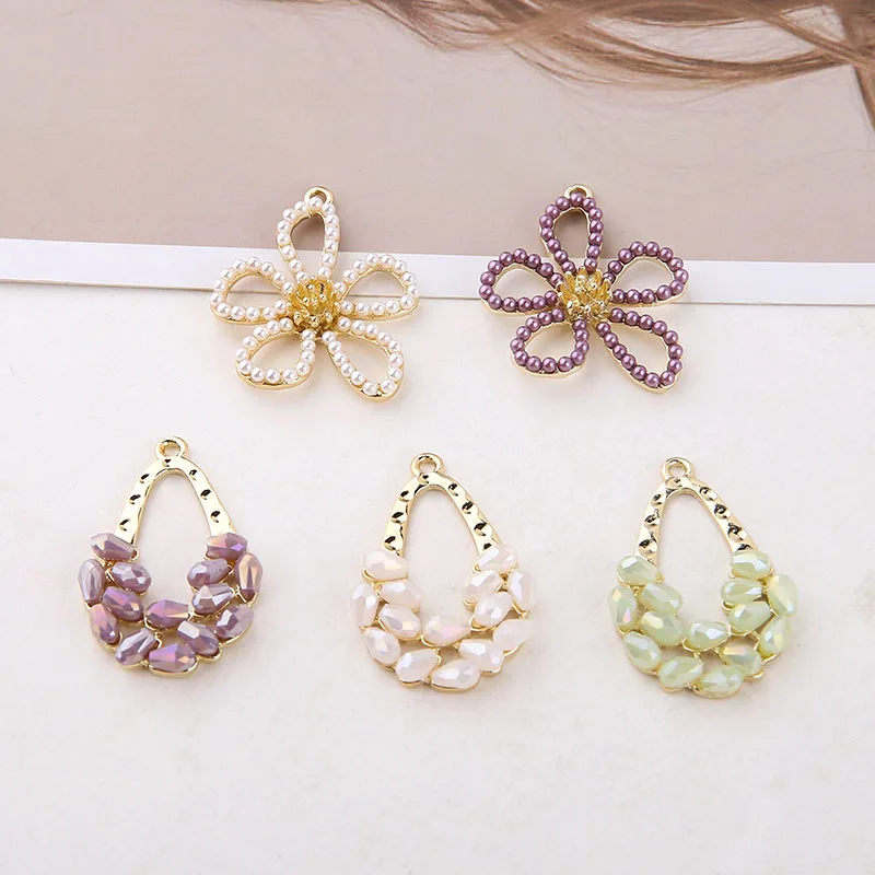 Серьги подвески женские с жемчугом и кристаллами 4 шт.|Серьги-подвески| |