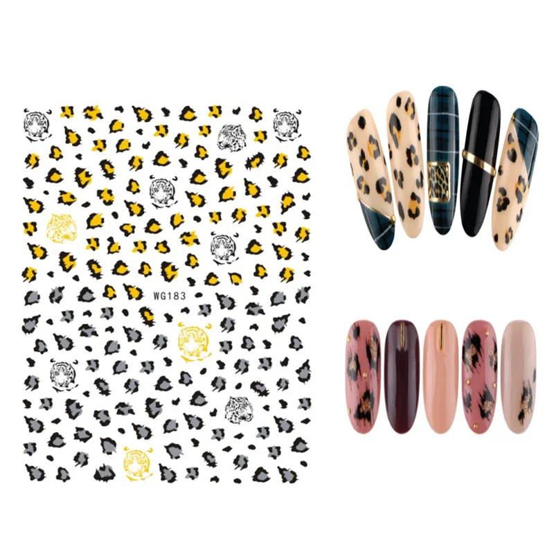 

10PCS Female Nail Beauty Decoration Sticker Color Flower and Color Spot Leopard Pattern Nail Sticker