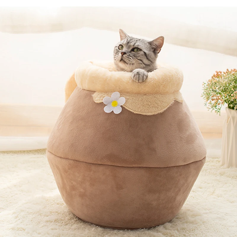 Зимний теплый спальный мешок для кошки, плюшевый мягкий портативный складной милый домик для кошки, спальный мешок, подушка, утолщенная кровать для питомца, товары для котят