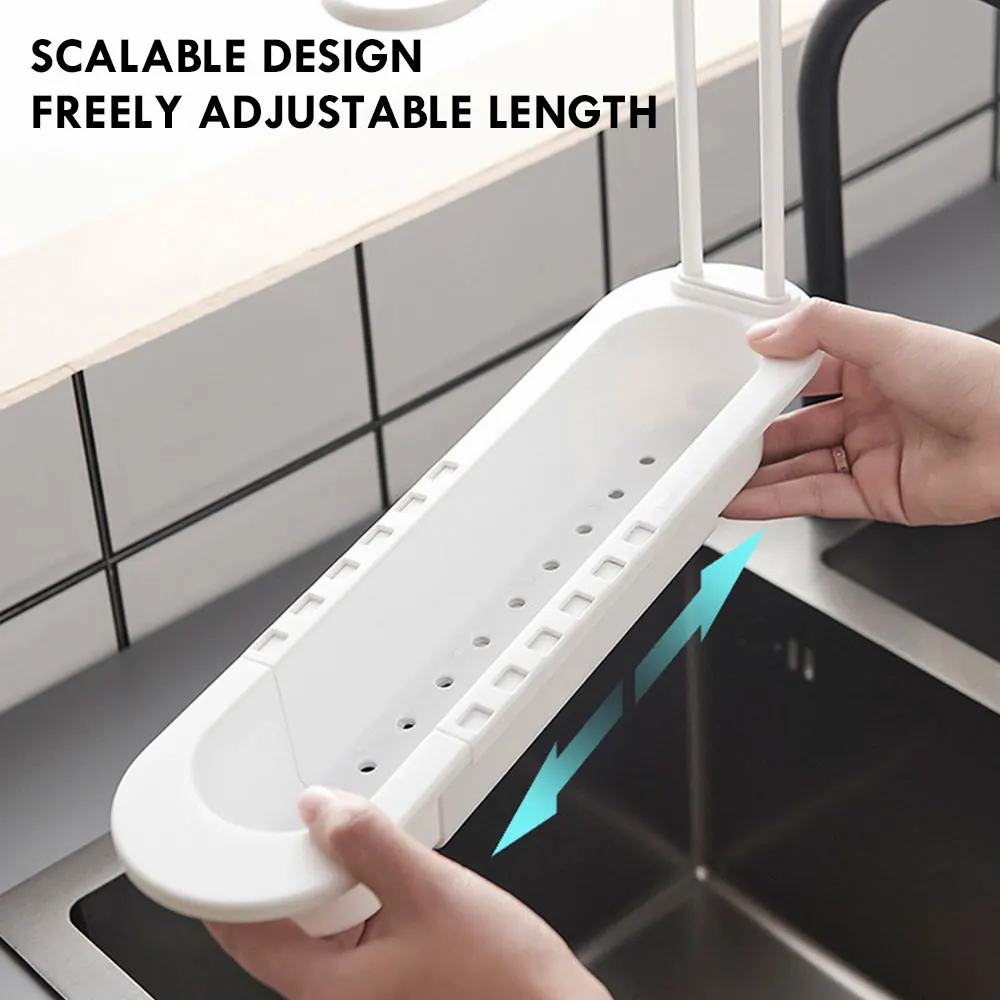 

New Stretch Kitchen Organizer Rag Rack Soap Sponge Holder Drainer Storage Rack Sink Organizer Sundries Hanging Basket Container
