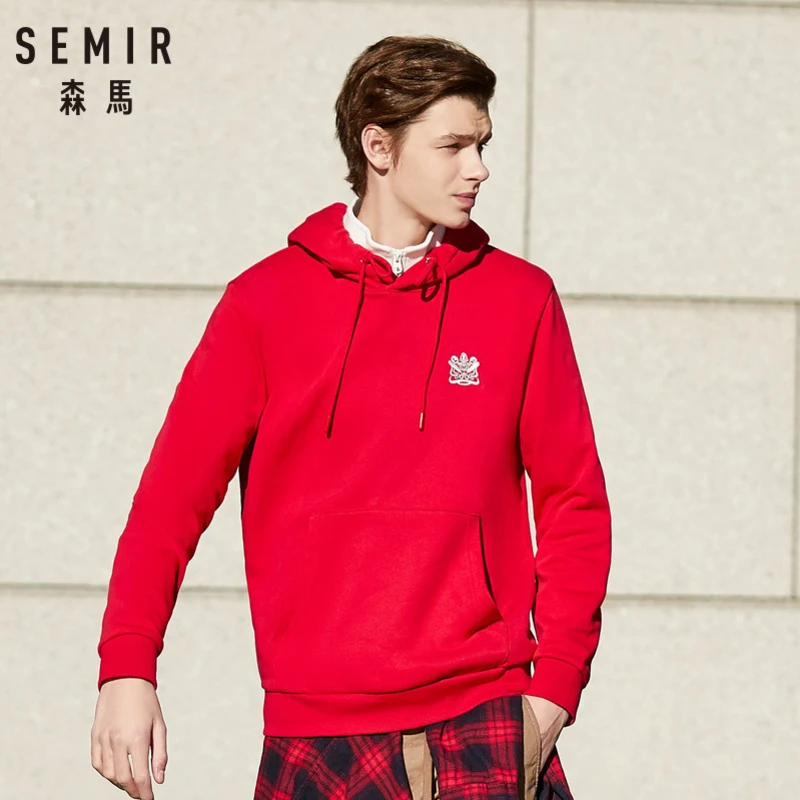 SEMIR Для мужчин Толстовка с капюшоном и вышивкой Цвет пуловер карманом-кенгуру