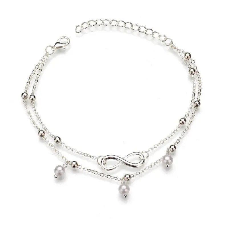 

Cheap Hot Fashion Wild Double Anklets Infinite Luck 8 Simple Anklet Barefoot Sandals Foot Jewelry for Women Gift Sandals Chain