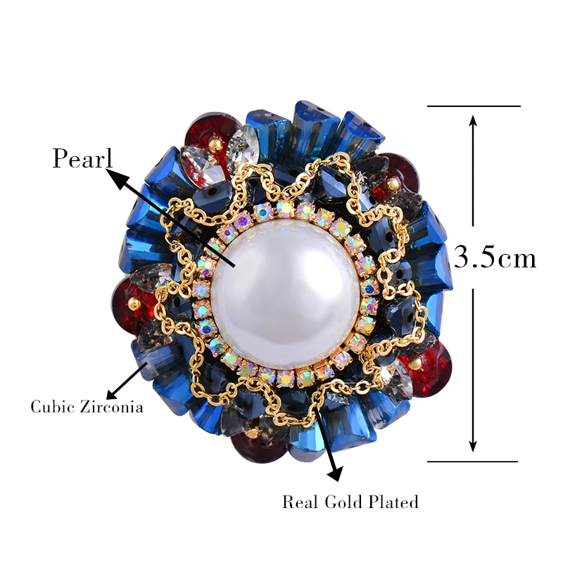 

SINLEERY Korean Style Luxurious Big Round Pearl Crystal Brooch Pin Women's Fashion 2021 XZ173 SSP