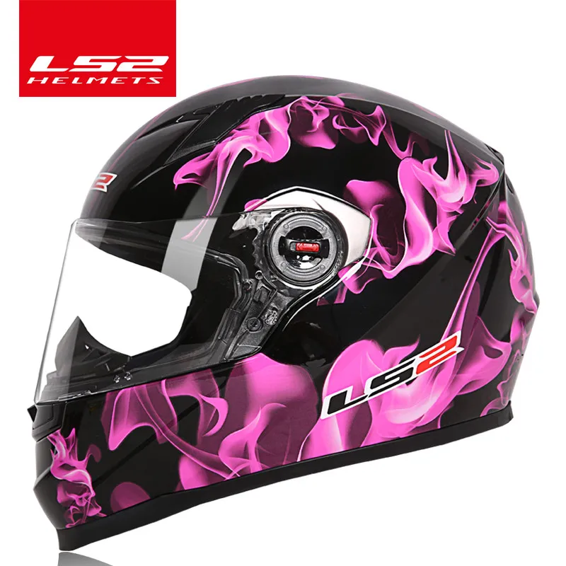 LS2 FF358 полный уход за кожей лица moto rcycle шлем ls2 moto cross racing мужские и женские casco moto шлем LS2 ECE утвержден без насоса - Цвет: Pink hot fire