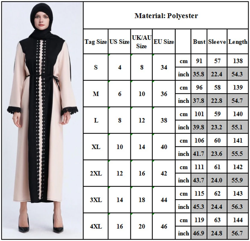 

Muslim Dress Women Plus Size Lace Stitching Long Dresses Flared Sleeves Dress Abaya Dubai Abaya Turkey Muslim Fashion Belt