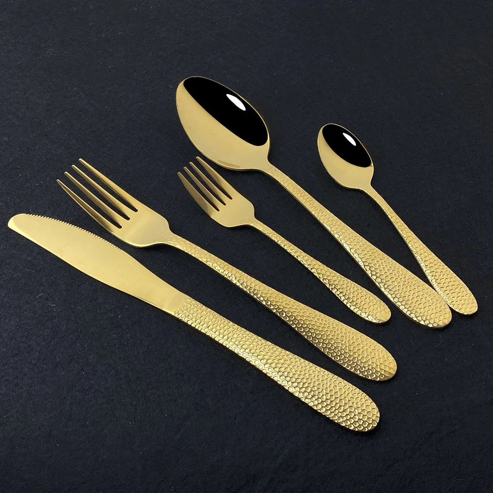 

40Pcs/8Set Rose Gold Cutlery Set tainless Steel Dinnerware Set Knives Forks Tea Spoons Dinner Set Kitchen Tableware Silverware