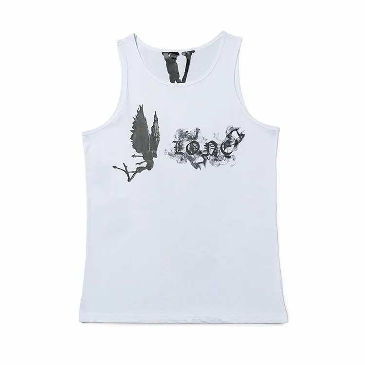 

Tank VLONE men TopS 100% cotton streetwear Women's USA summer Short sleeve brand hip hop Angel and devil