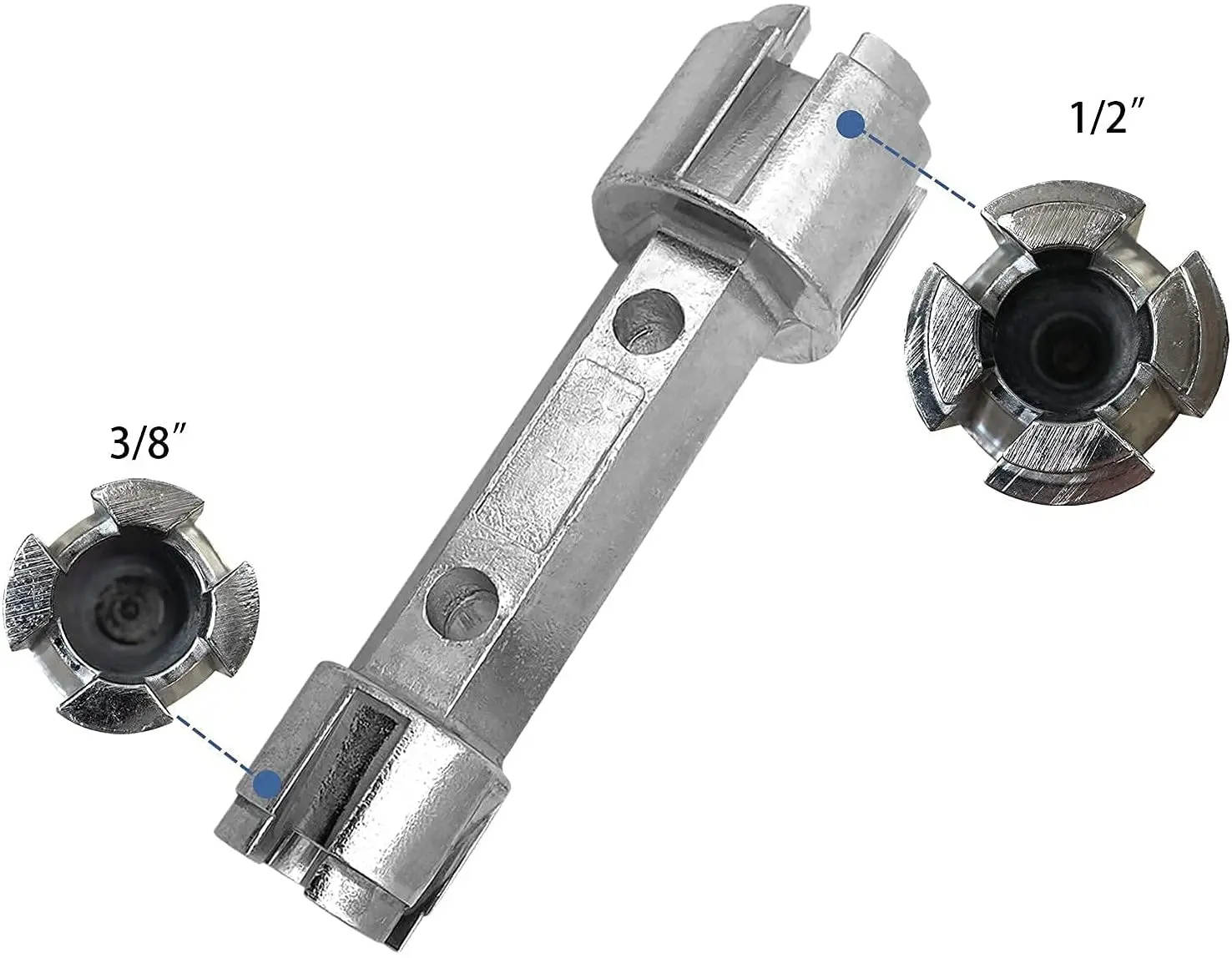 

Tub Drain Remover Wrench Removal Tool Dual Ended Dumbell Wrench 3/8' & 1/2' Heavy Duty Aluminum