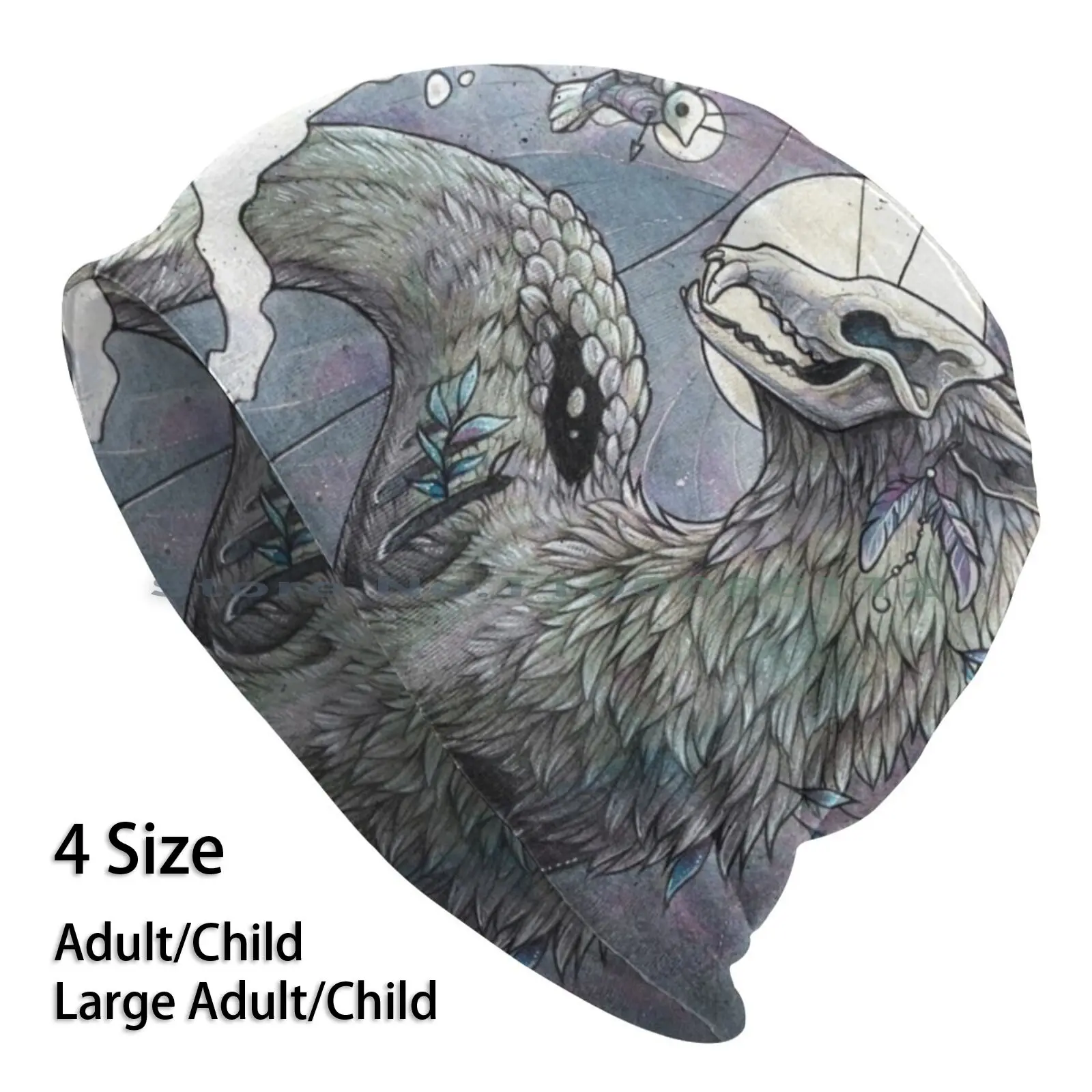 

Kindred Souls Beanies Knit Hat Creature Fantasy Surreal Bird Skull Dark Calypsa Brimless Knitted Hat Skullcap Gift Casual
