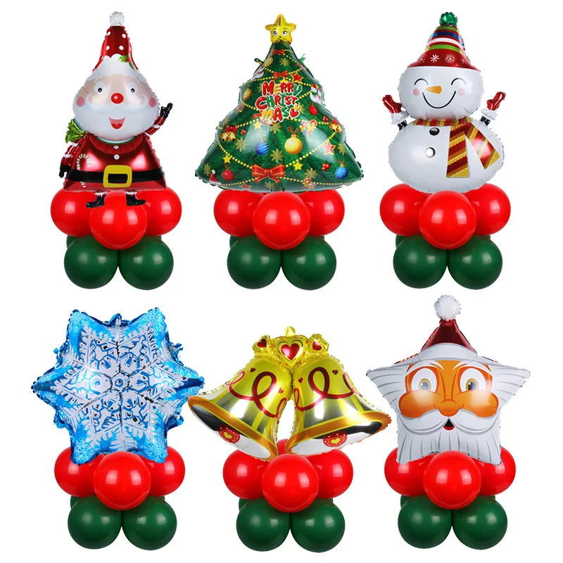 

1set Christmas Balloons Stand Santa Claus Snowman Bell Foil Tree Globos Christmas Decoration Xmas Ornament Natal New Year 2022