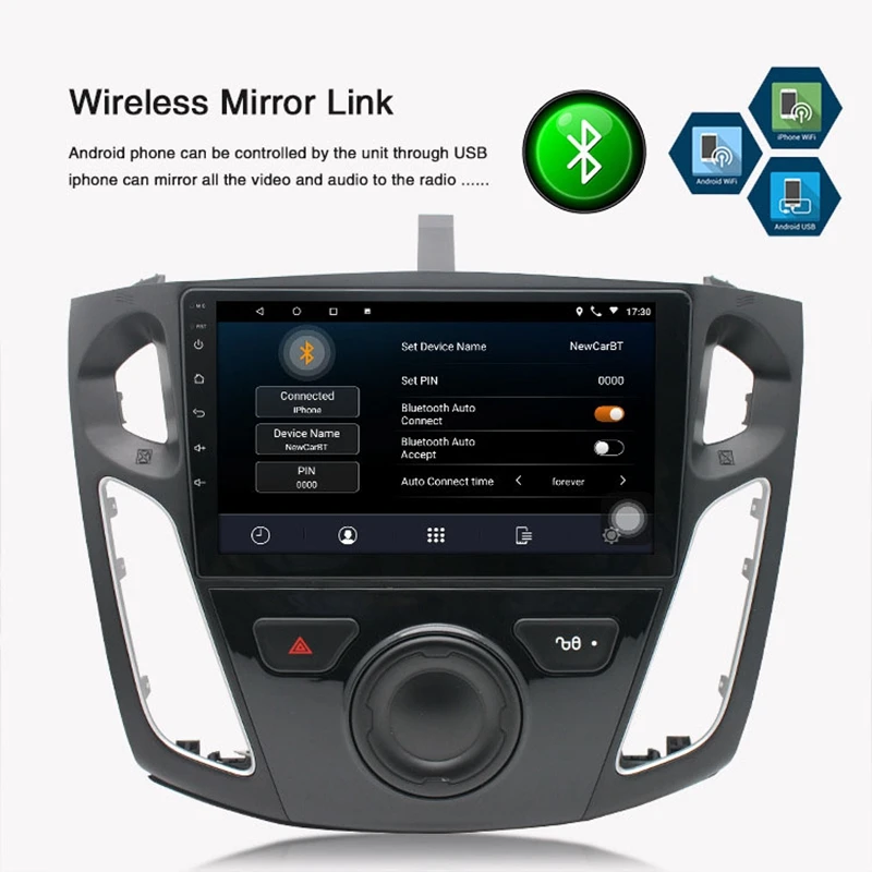 

9 Inch Android 9.1 HD Contact Sn Car MP5 Player for Ford Focus 1G+16G Wifi Bluetooth GPS Navigation