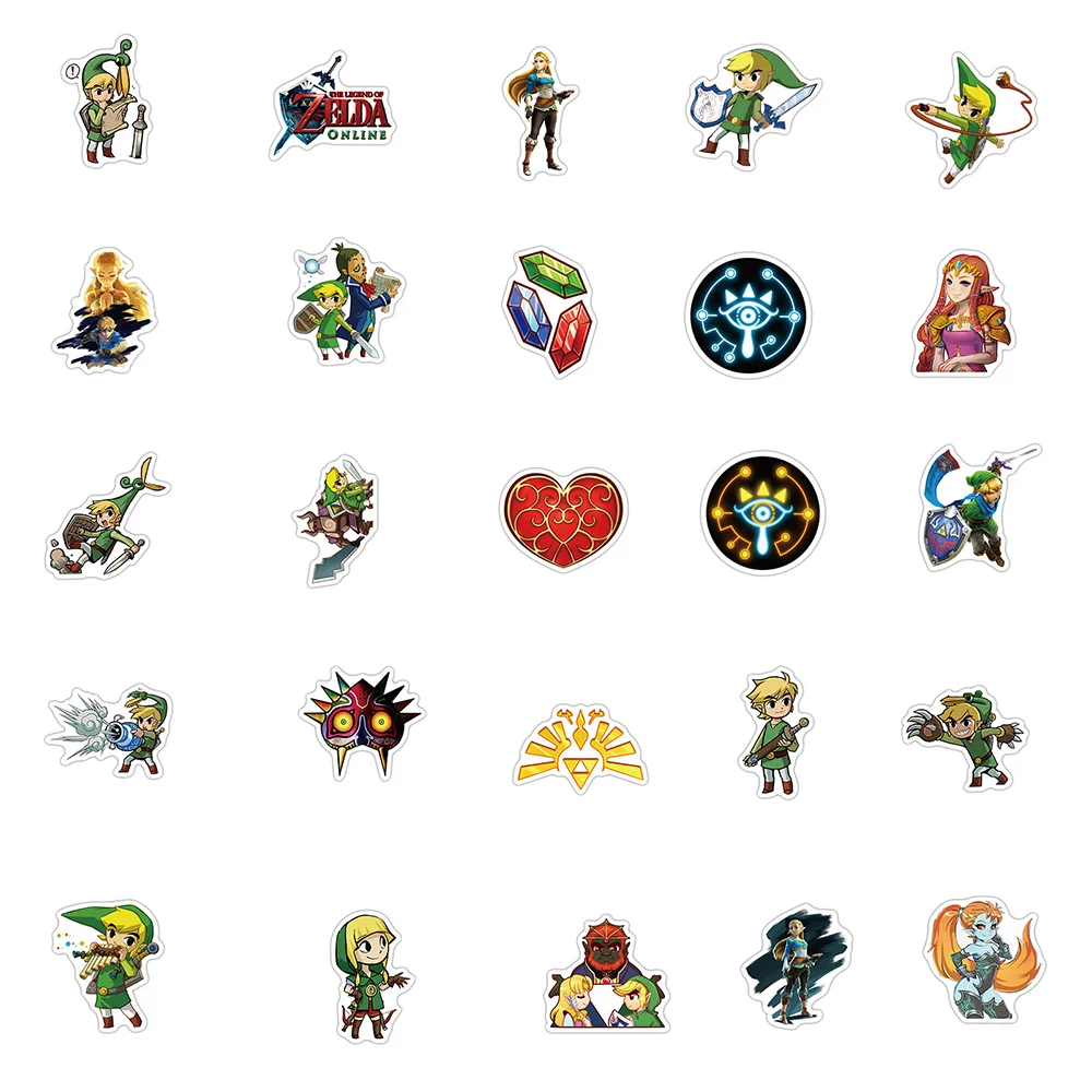 Pegatinas de grafiti de Zelda para coche, motocicleta, equipaje de viaje, guitarra, pegatinas de dibujos animados impermeables, juguete para regalo de broma, 10/30/50 Uds.-5