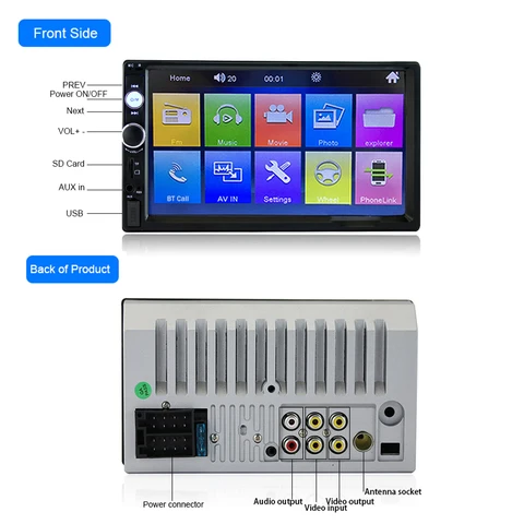 Автомагнитола AMPrime, мультимедийный MP5-плеер 7 дюймов с сенсорным экраном, для Volkswagen, Nissan, Hyundai, типоразмер 2 din