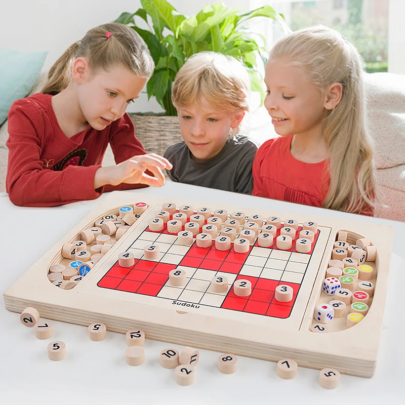 

Funny Baby Game Puzzles Wood Sudoku Flight Chess Table Game travel game Educational toy for kids Children party family game toys