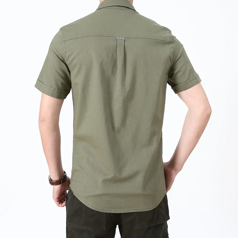 Men's Cotton And Linen Shirt Men's Short-sleeved Loose Large Size Middle-aged Business Casual Summer Half-sleeved Top 