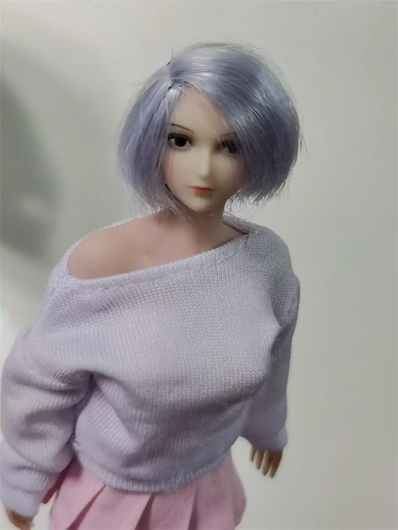 

1/12 Scale White Long Sleeve T Shirt Pink Pleated Skirt For TBL Female Sexy Soldier Doll Accessories In Stock