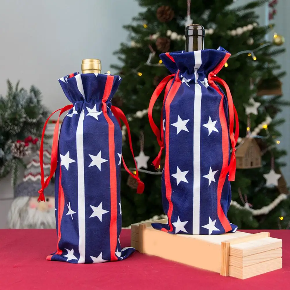 

Beer Bag Eco-friendly Wear Resistant Nylon Independence Day Festival Red Wine Wrap Bag for Bar Gift Boxes and Bags