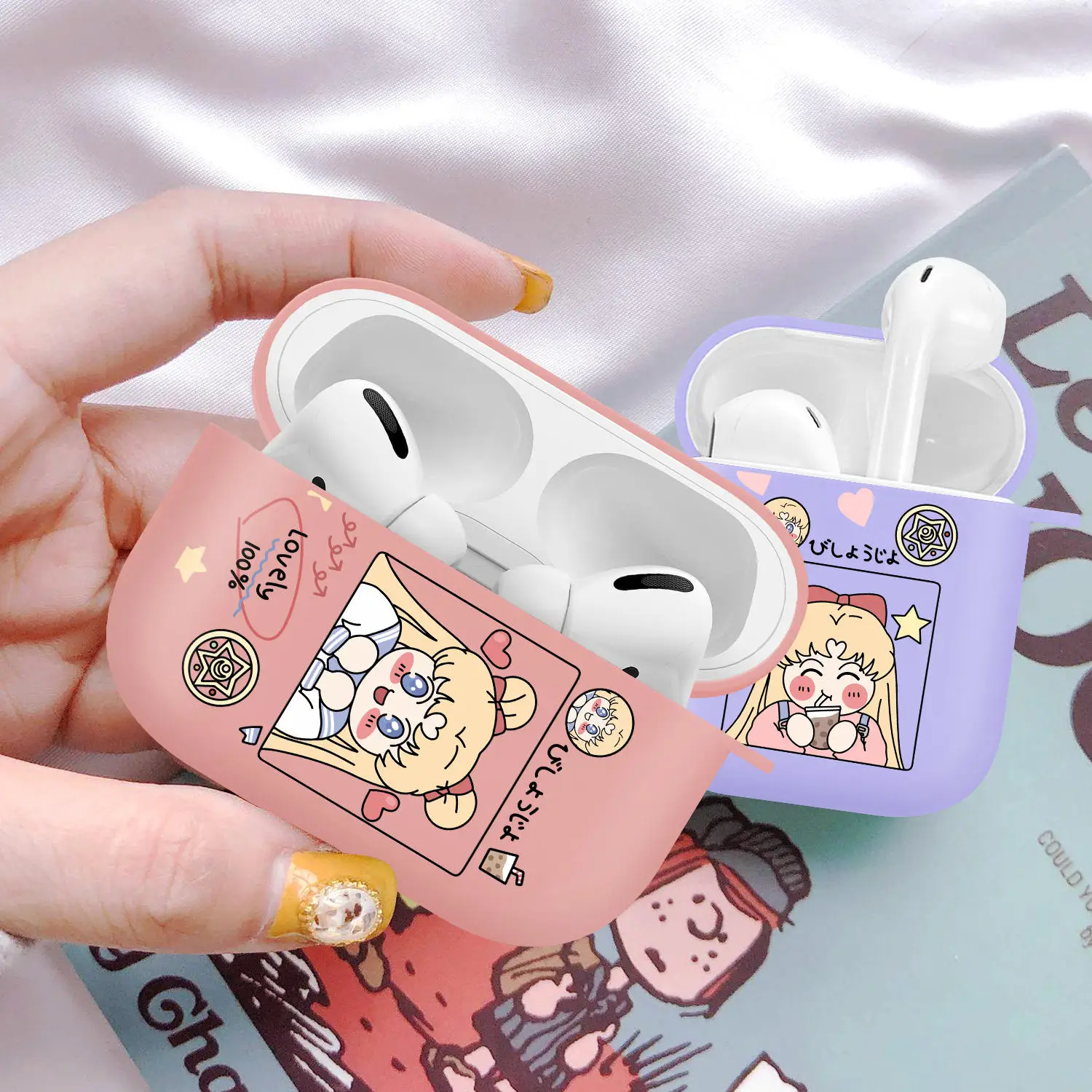 

Cute girl pink beautiful for AirPods 1 2 Pro for AirPods 3 Luxury Bluetooth Headset Silica Gel personality Protective Case