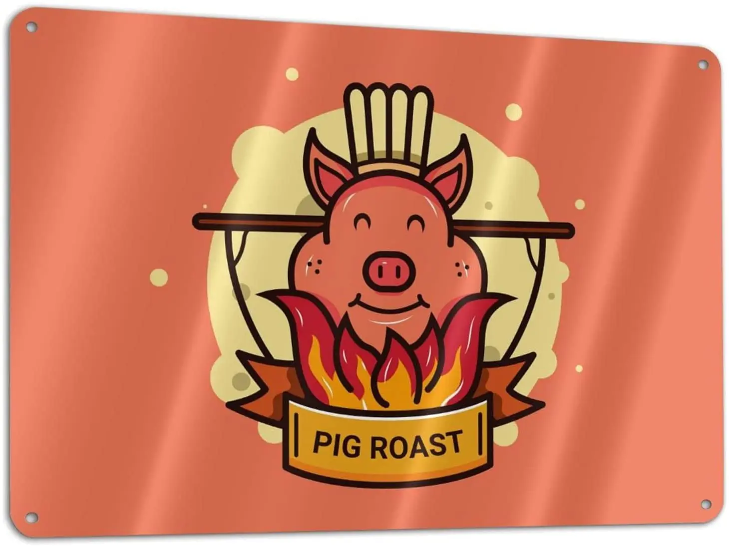 

Fsocvr Metal Tin Sign Pig Roast Aluminum Sign for Home and Bar Wall Decor 8x12 Inch