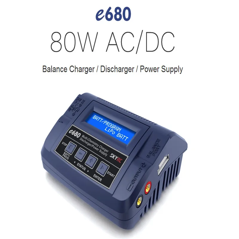 Балансирующее зарядное устройство SKYRC e680 80 Вт 8A AC/DC Dis с температурным зондом ЖК