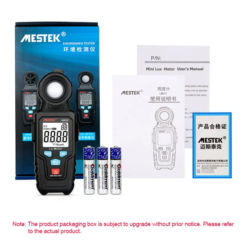 

MESTEK LM610 Illuminometer Light Meter 100,000 LUX Digital Luxmeter Luminance Lux Fc Test Max Min Illuminometers Photometer