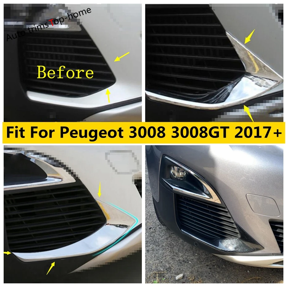 

Yimaautotrims Front Fog Lights Lamps Below Eyelid Eyebrow Cover Trim Exterior Refit Kit Fit For Peugeot 3008 3008GT 2017 - 2020