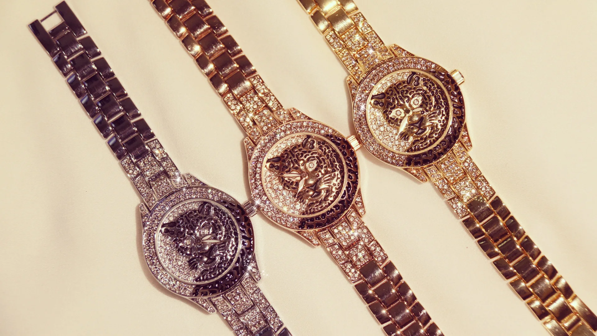 Для женщин часы дамы платье часы Montre Femme Сталь Леопардовый принт стразы браслет для наручных часов с тигром с украшением в виде кристаллов Часы relogio feminino