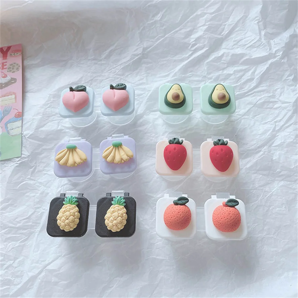 

Transparent Contact Lens Case Box With Mirror Cute Student Fruit Women Mini Square Lovely Eyes Contact Lens Container Box Bag
