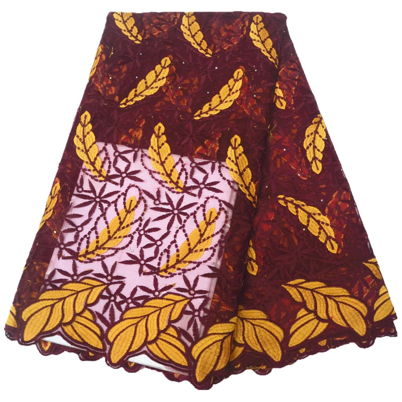 Африканская фатиновая кружевная ткань Сетчатое кружево черного и красного цвета